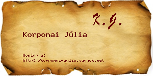 Korponai Júlia névjegykártya